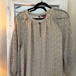 Vince Camuto Gray and Gold Blouse